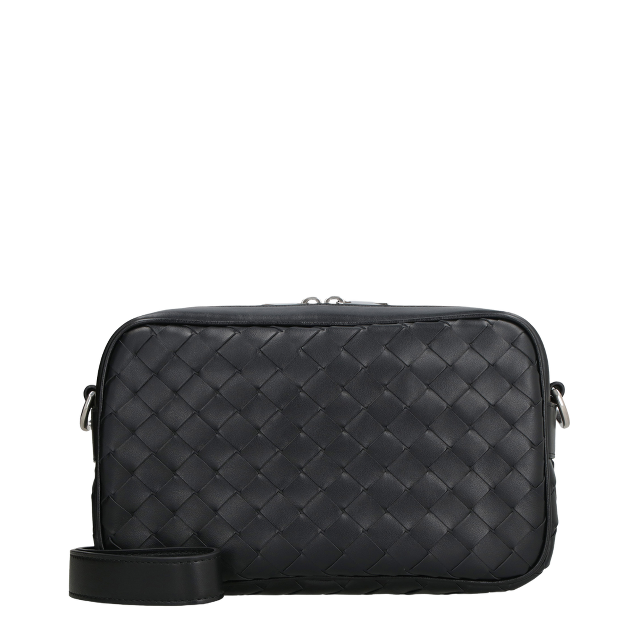 Intrecciato Small Leather Camera Bags - Black