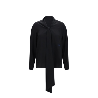 MAYFEYR - Burberry - Silk Blouse With Embroidered Logo And Scarf Detail - 8129795