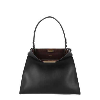 Way Medium Calf Leather with Suede Top-Handle Bag - Black / Chocolate