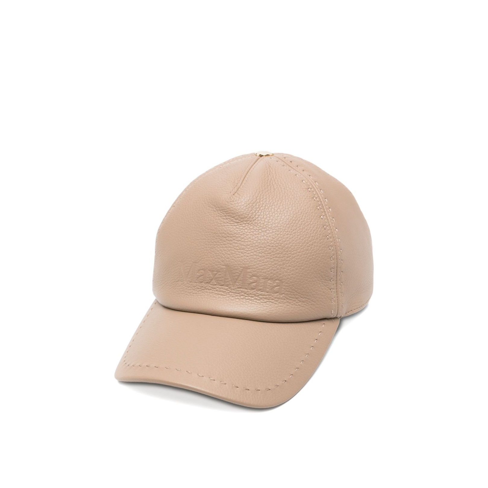 Leather Panelled Baseball Hat With Curved Brim