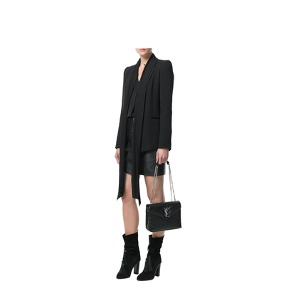 Black Leather Small Loulou Shoulder Bag