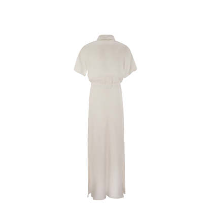 Fluid Viscose and Linen Twill Dress with Necklace