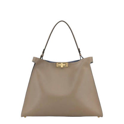 Way Large Leather Shoulder Bag - Grey