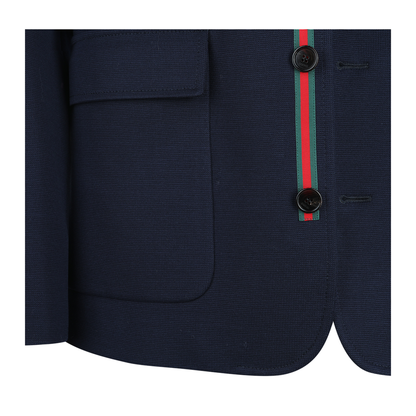 Single-breast Cotton Jersey Jacket in Dark Blue