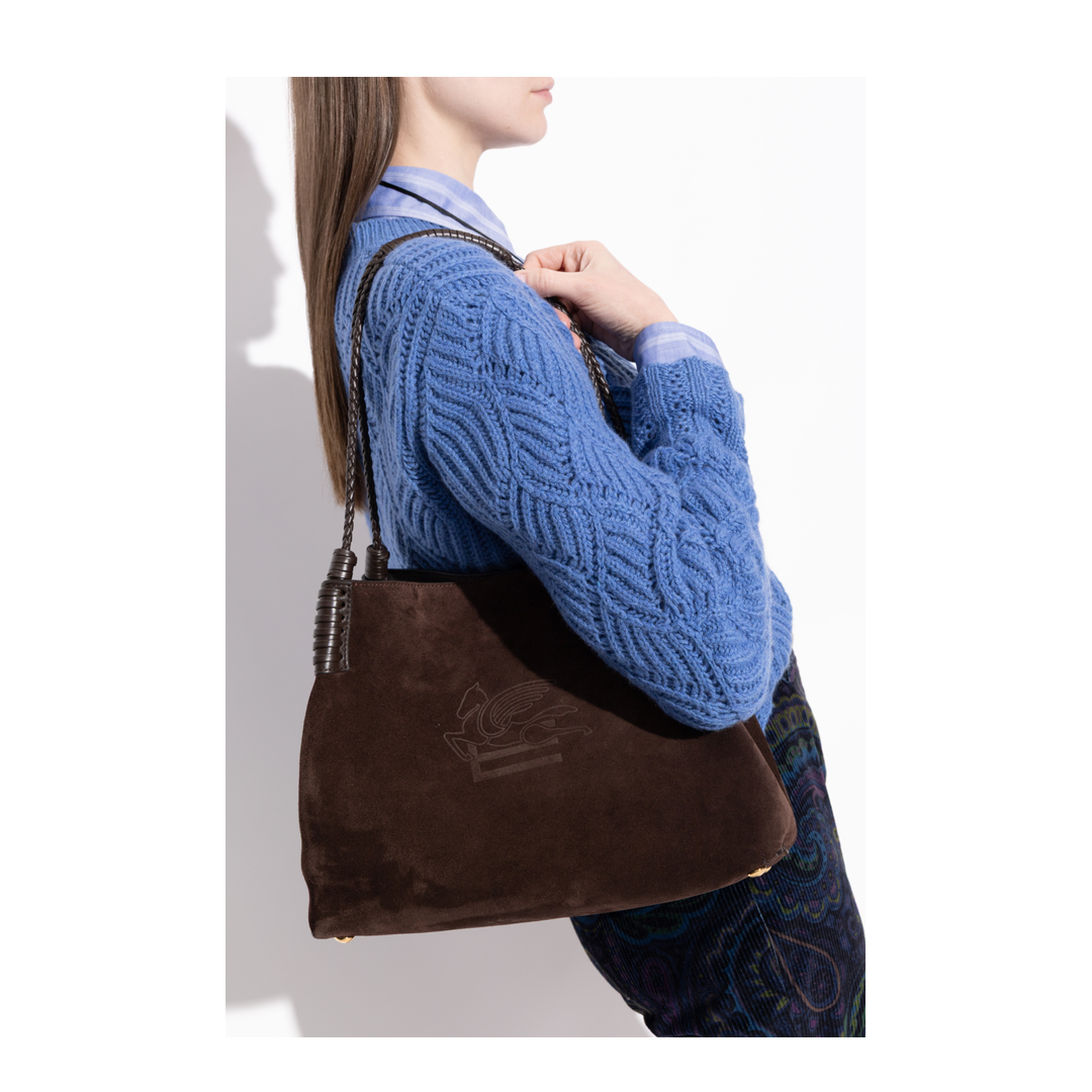 Small Libra Tote Bag in Suede
