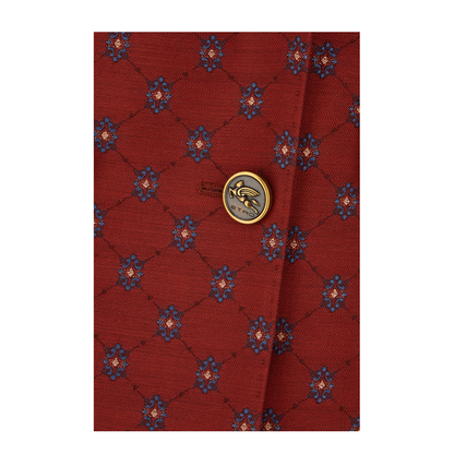 Paisley Print Double Breasted Blazer Red