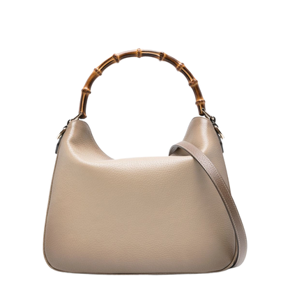 Diana Medium Leather Shoulder Bags - Beige