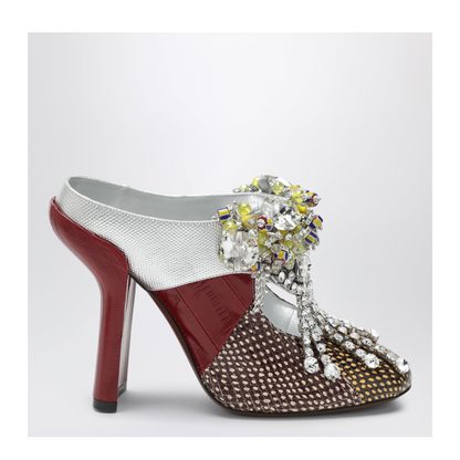 Patchwork Leather Mules With Decoration