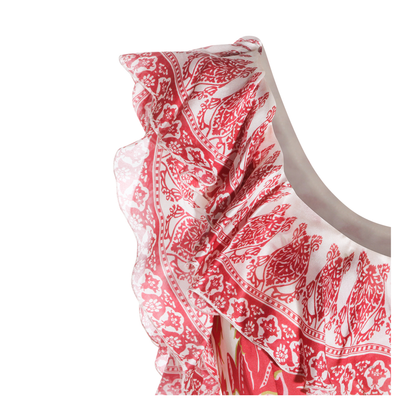 Floral Motif Silk Long Dress