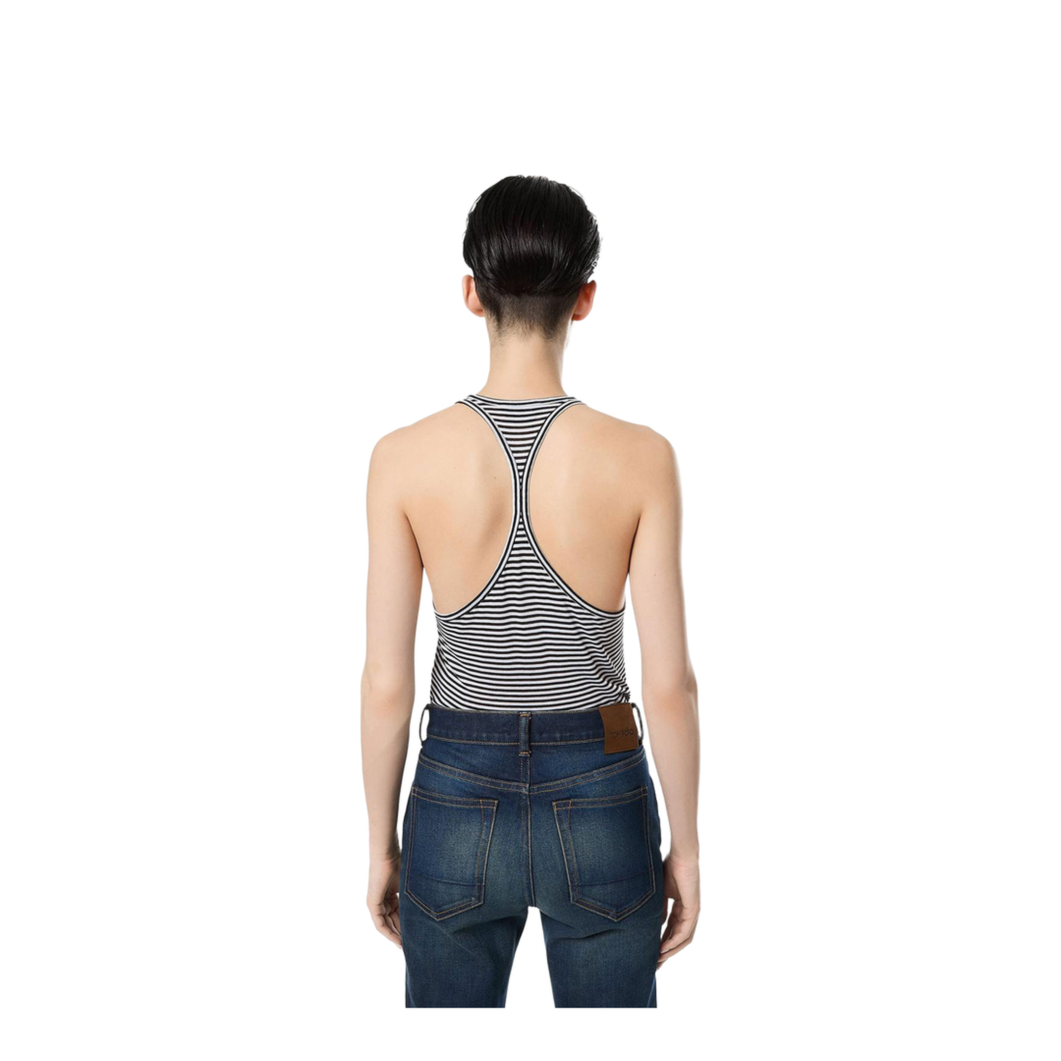 MAYFEYR - Tom Ford - Striped Viscose Tank Top With Tonal Embroidered Logo - TSJ634JEX187