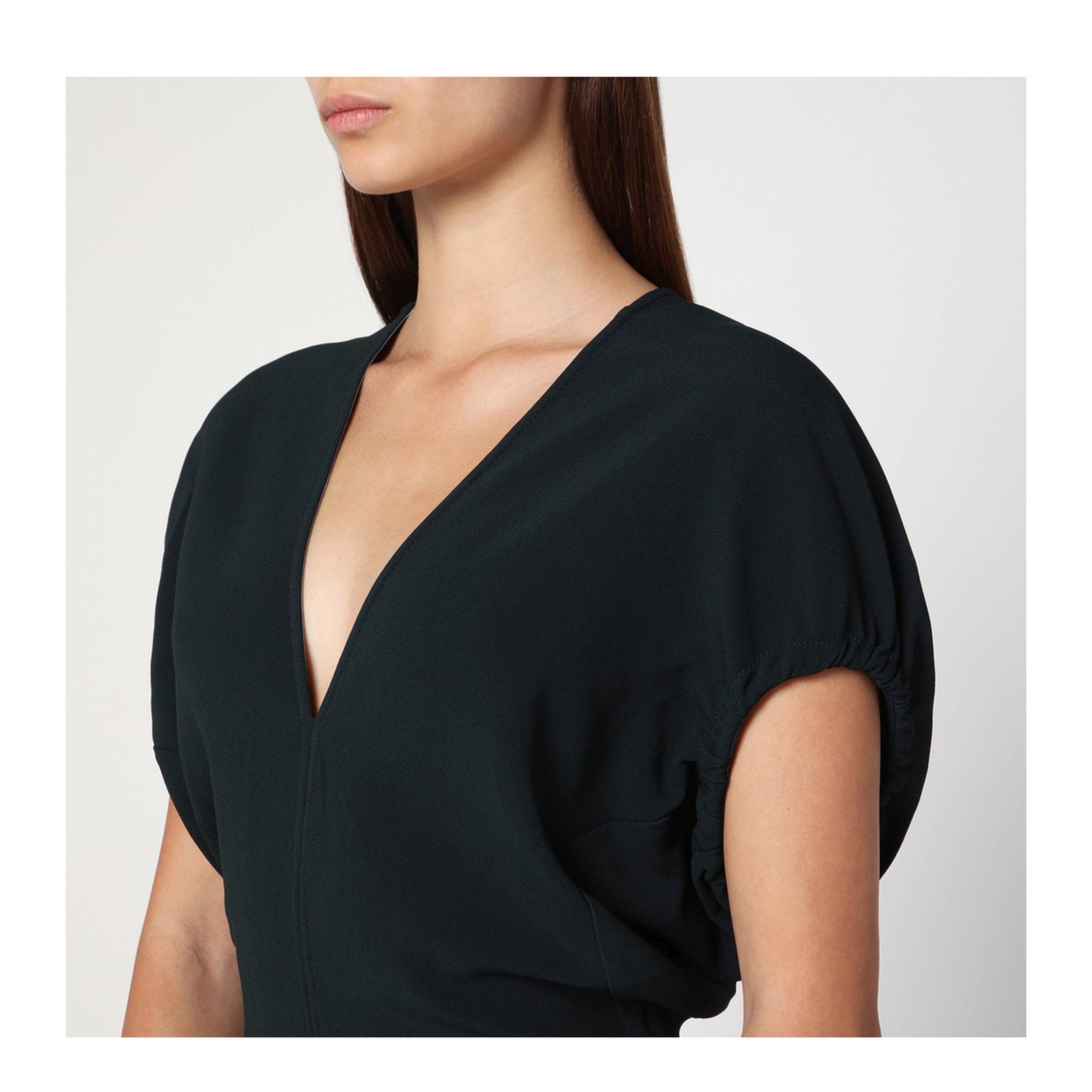 Dark Green Midi Dress in Satin