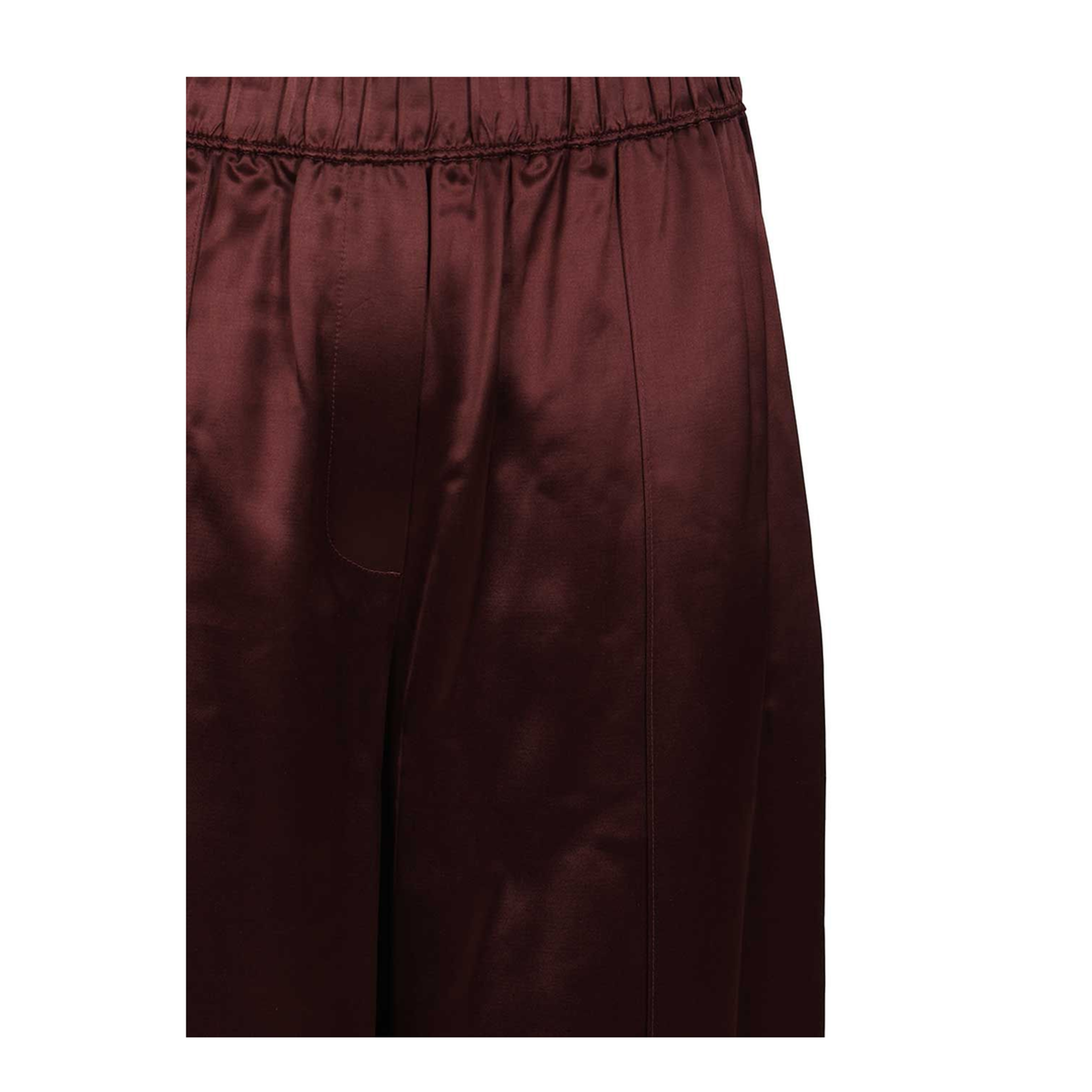 Burgundy Satin Wide-Leg Pants