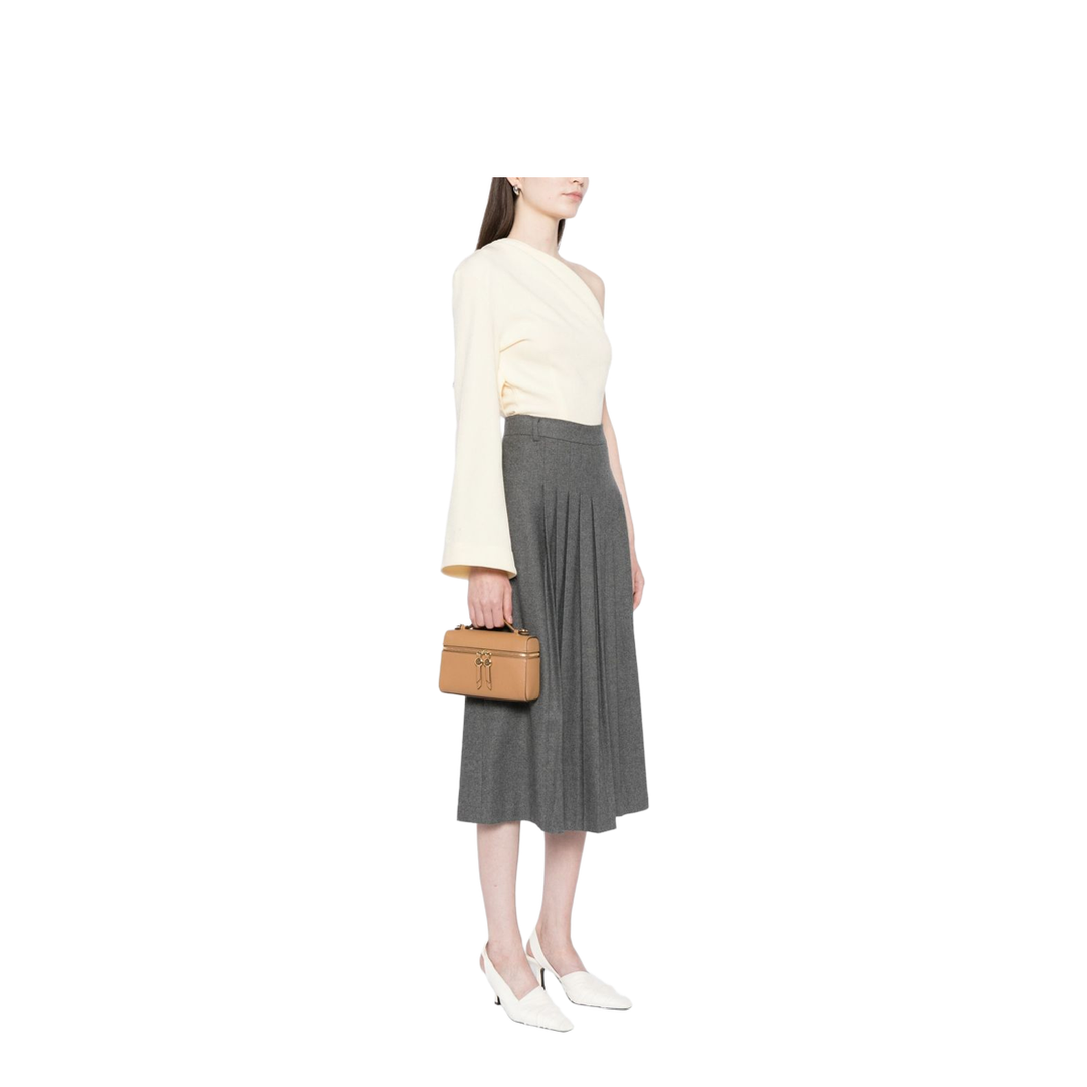 Romy Slim Mini Bag With Beige Leather Top