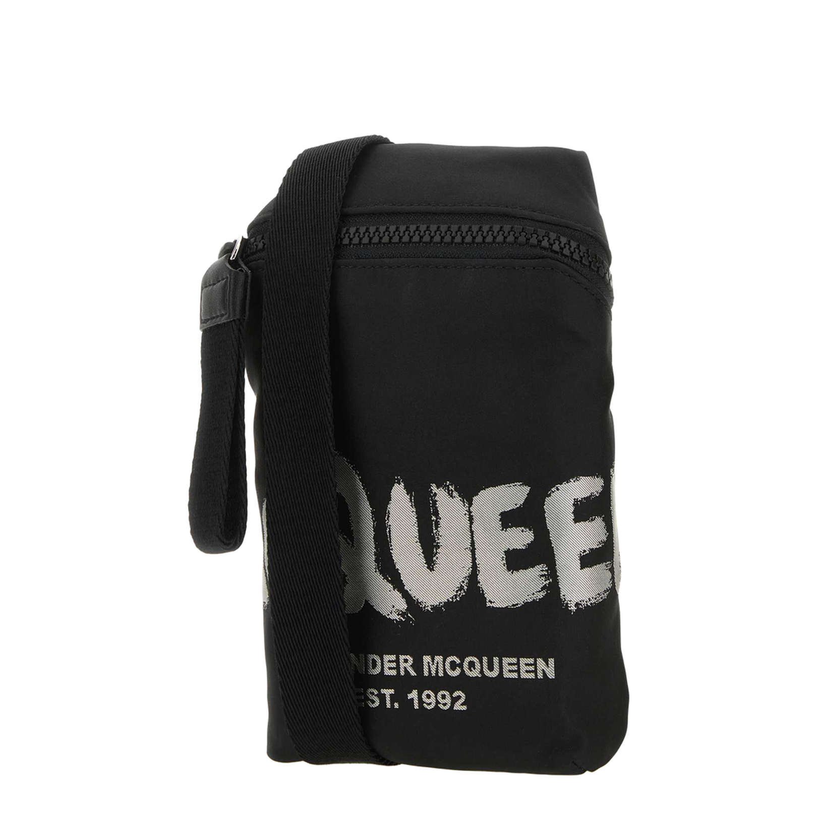 Black Fabric Graffiti Crossbody Bag