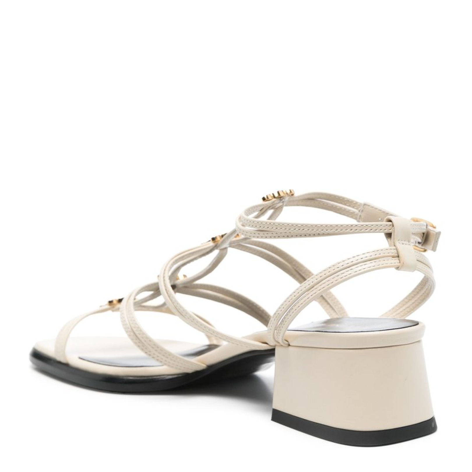 Buckle-Fastening Ankle Strap Low Block Heel