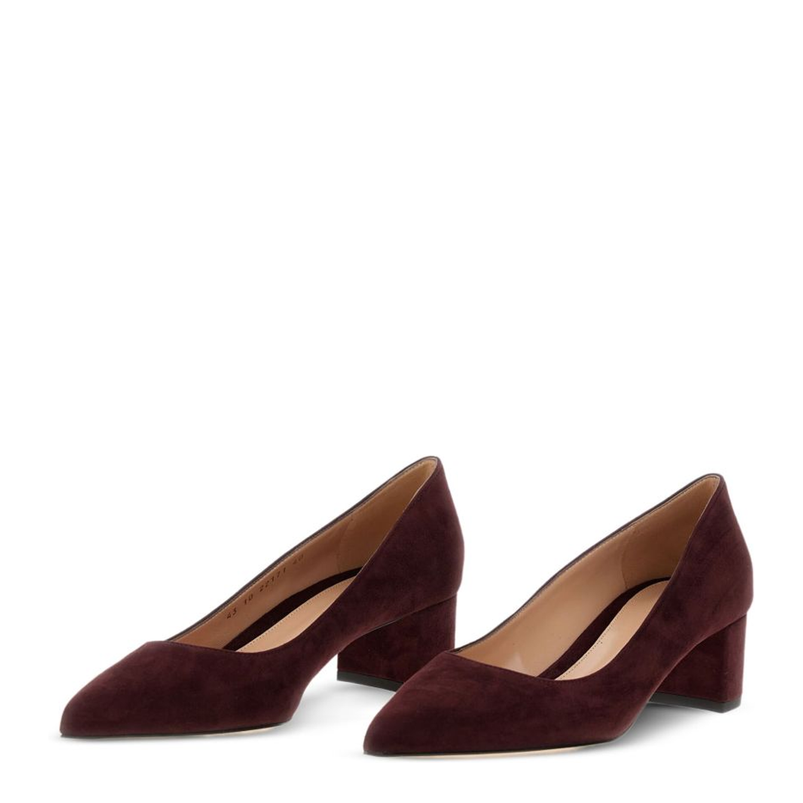 Suede Leather Pumps in Dark Red