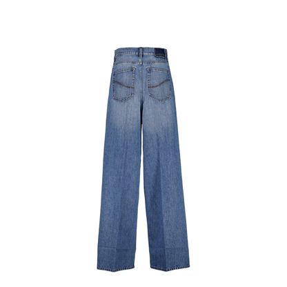 Faded Wide-Leg High-Rise Denim Jeans