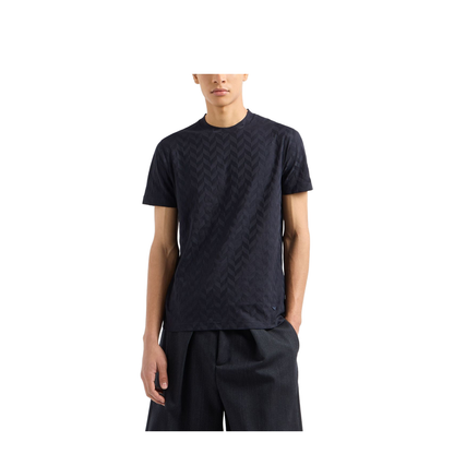 Jersey T-Shirt with All-Over Jacquard Pattern