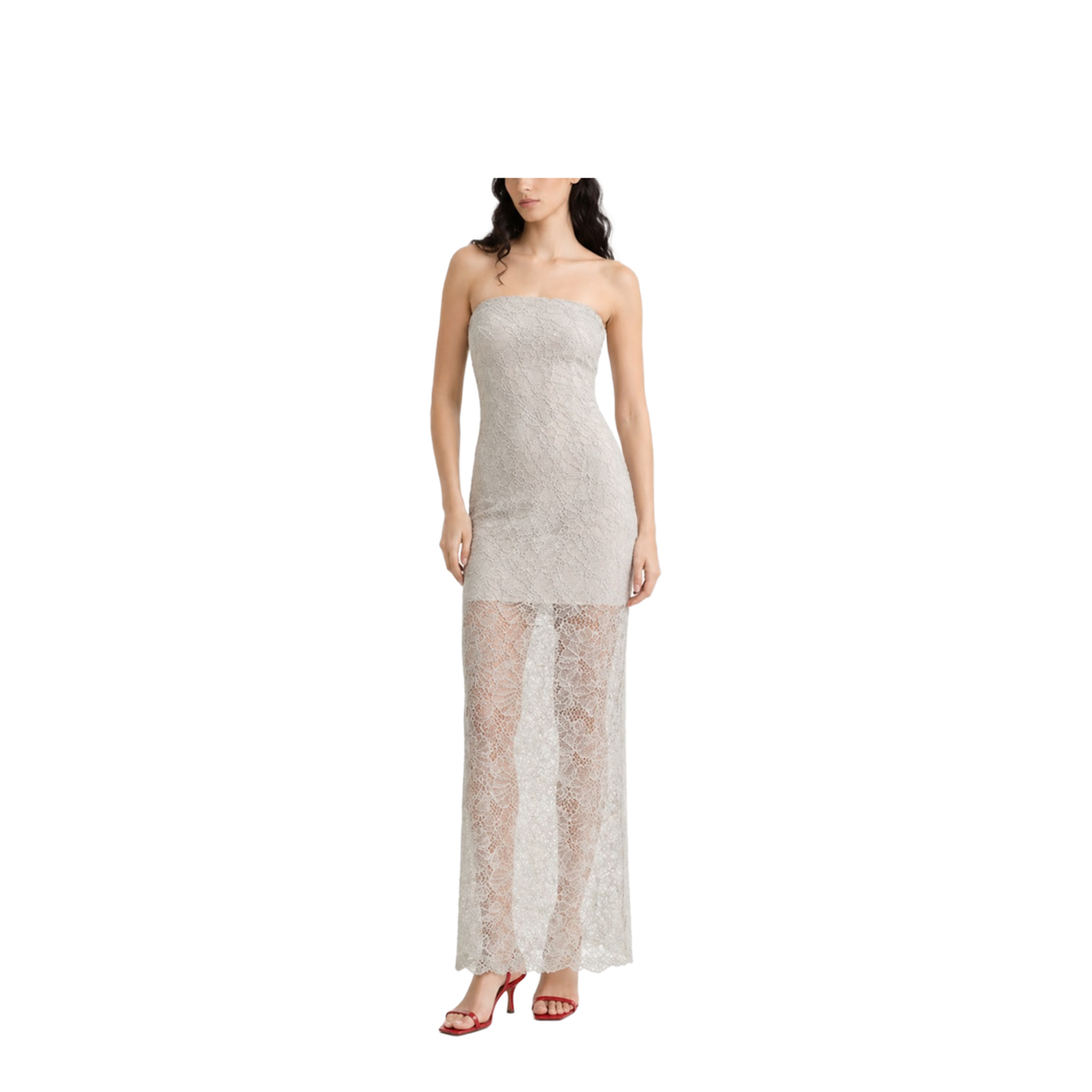 Lace Ruched Midi Dress
