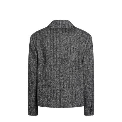 MAYFEYR - Dolce & Gabbana - Dark Grey Short Oversized Striped Jacket - F27FXTFRZANS8051