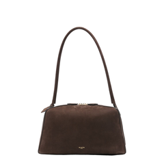Le Bouledogue Medium Nubuck Shoulder Bag - Brun Foncé