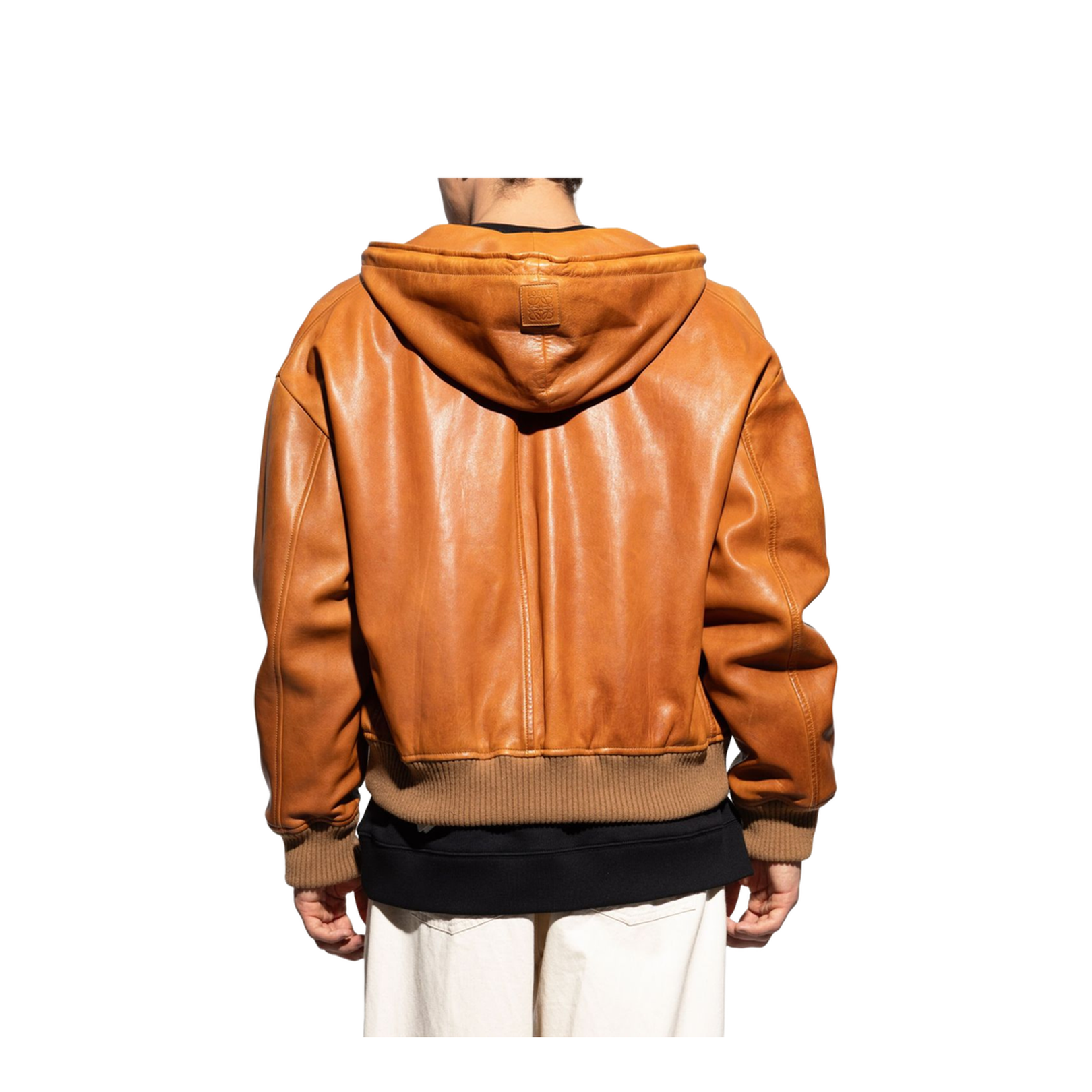 Hooded Jacket in Nappa Lambskin Brown