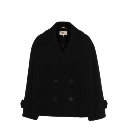 Oversized Wool Short Coat - Black