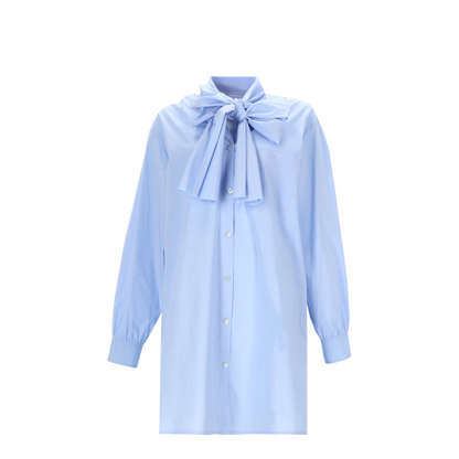 Bow-Detail Mini Shirt Dress