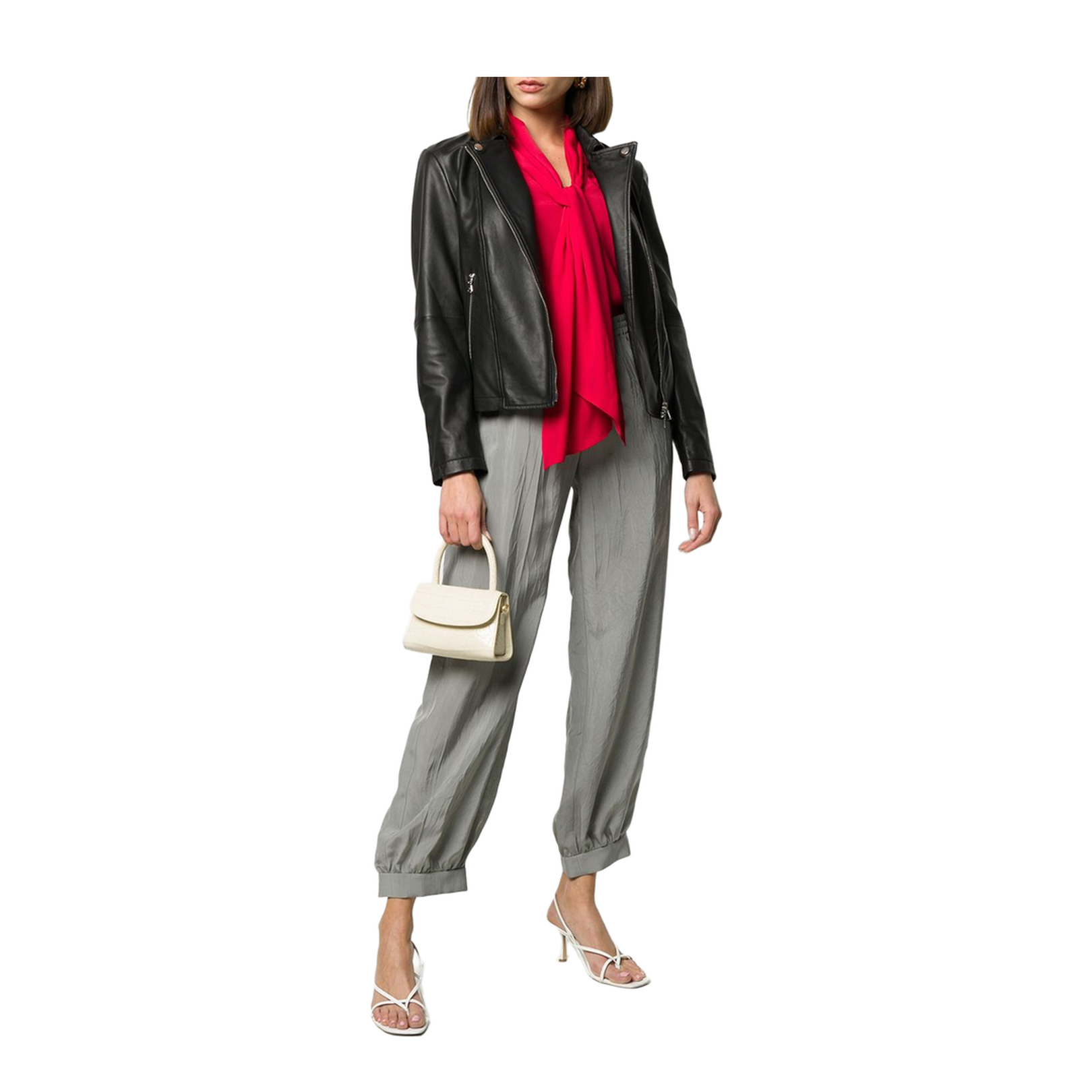 Black Leather Zipped Biker Jacket