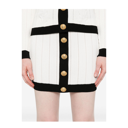 Knitted Buttoned Mini Skirt