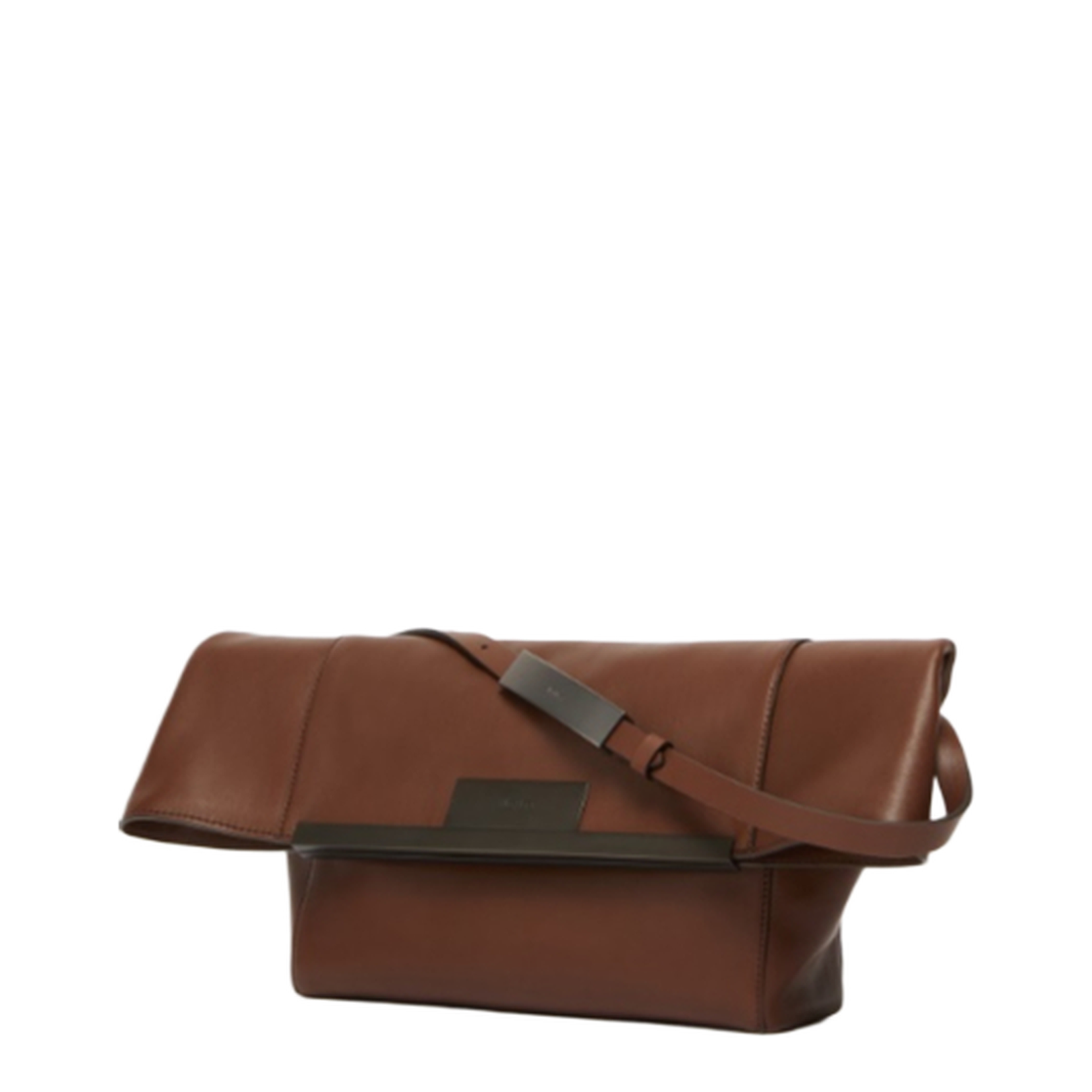 Small Natural Leather Clutch Bag Cocoa