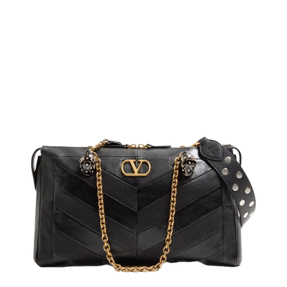 Panthea Nappa Leather Shoulder Bags - Black