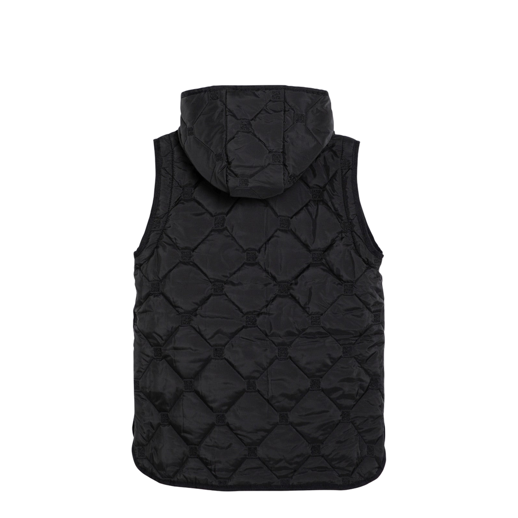Black Quilted Parka with Removable Sleeves