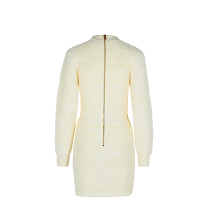White Wool Blend Dress White