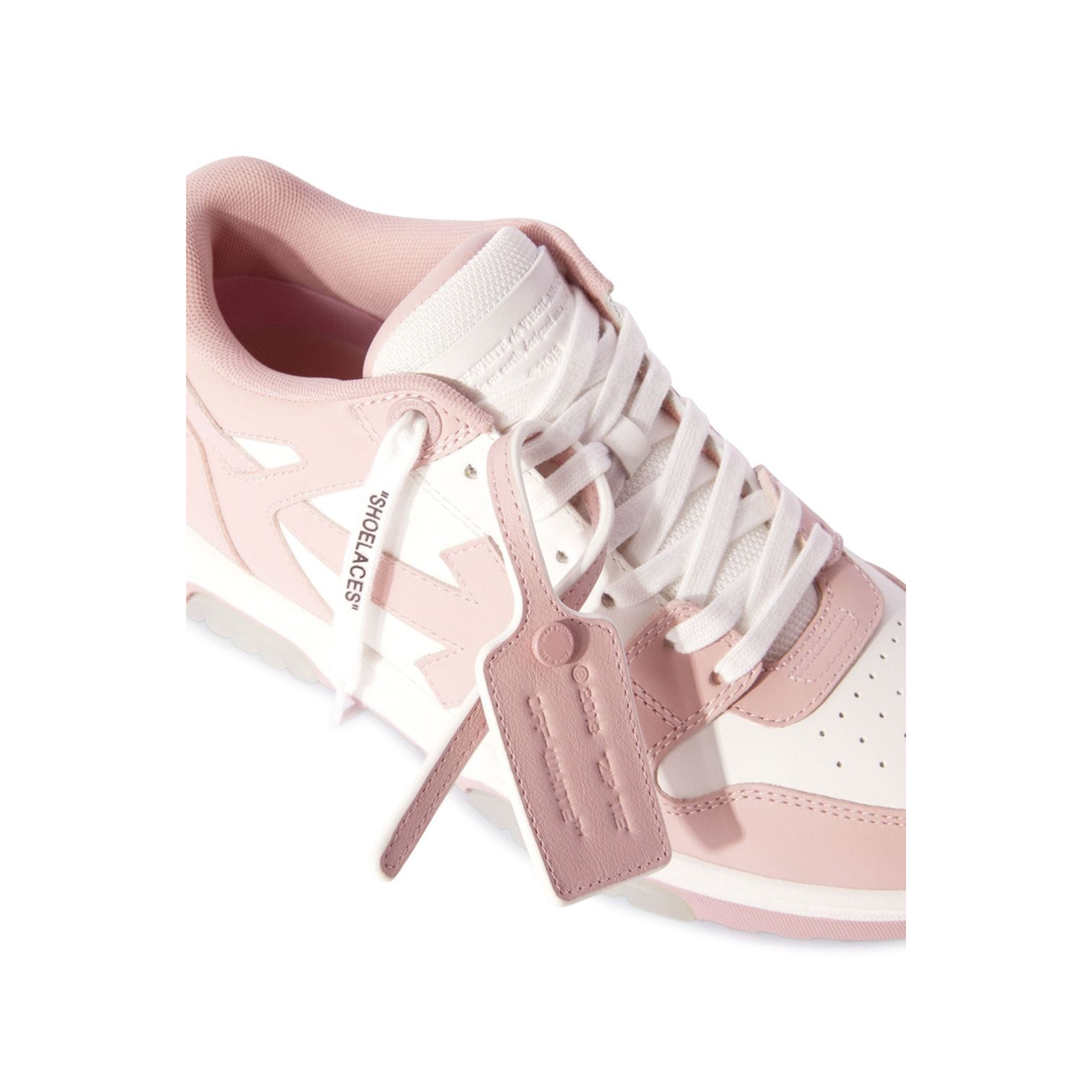 White/Pink Leather Panelled Design Luggage Tag