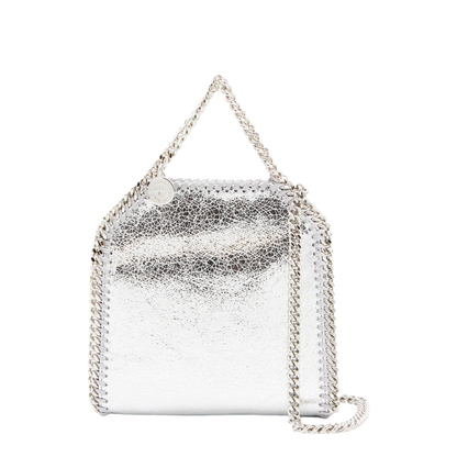 Falabella Tiny Cracked Metallic Polyester Tote Bag - Silver