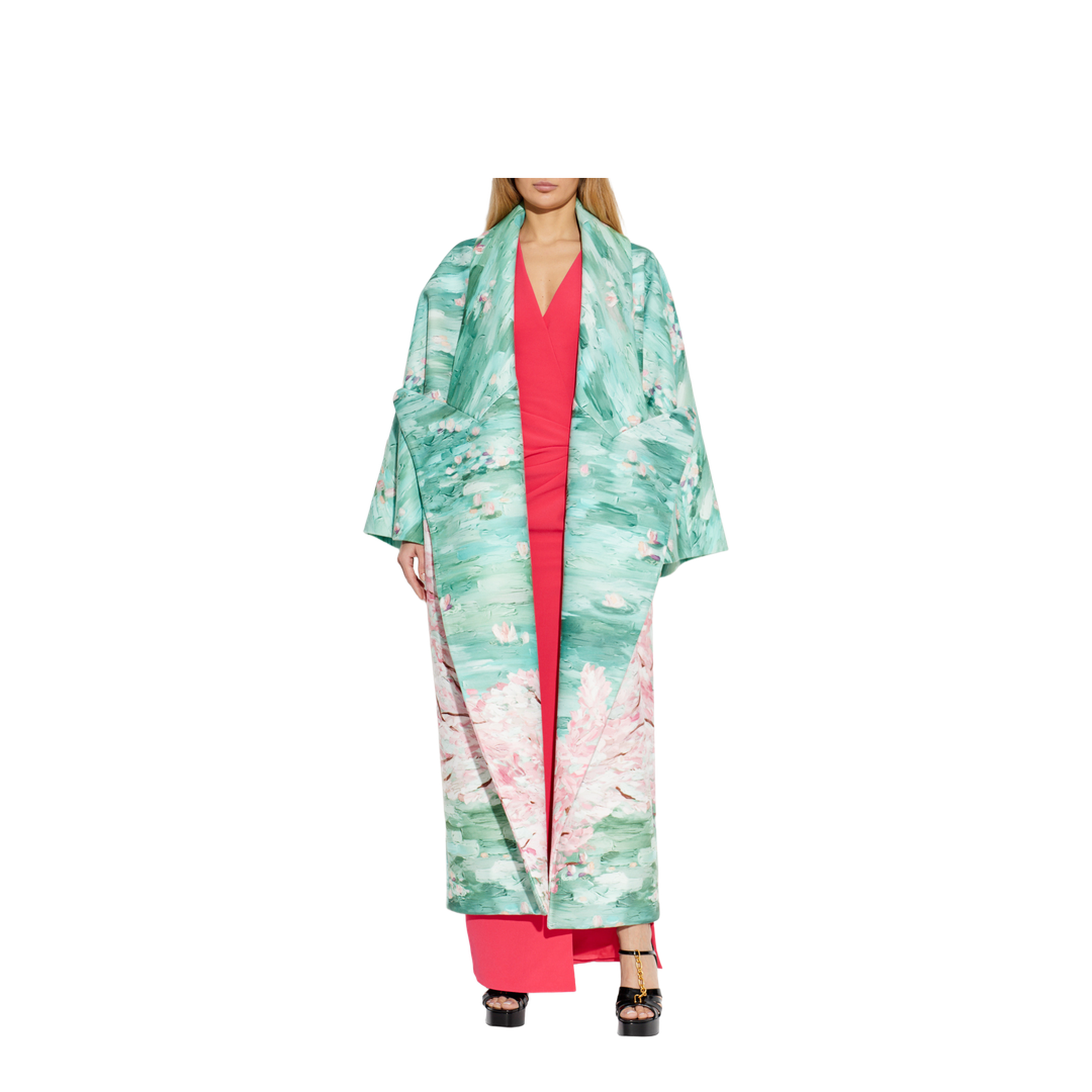 Long Coat with Floral Motif