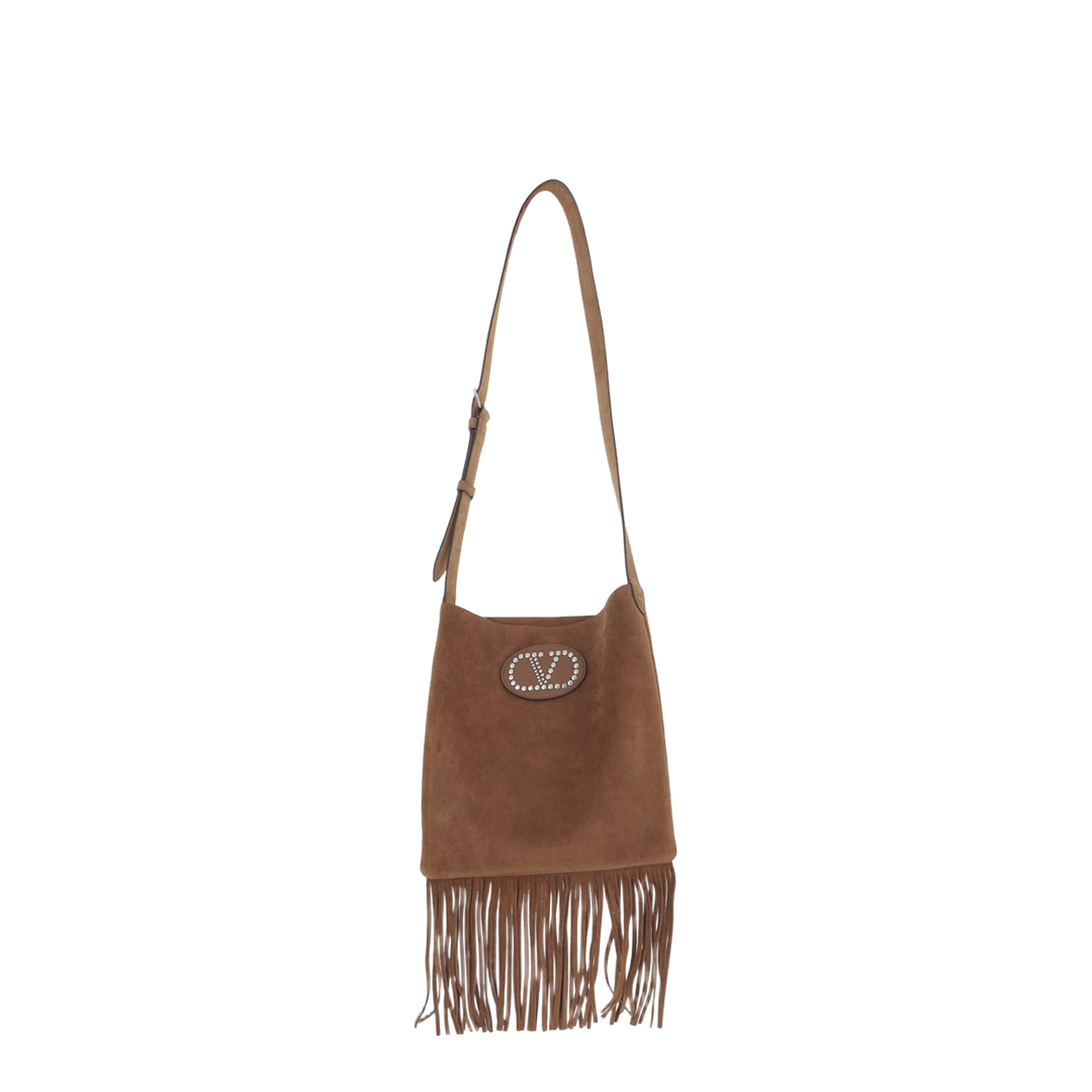 Brown suede crossbody bag