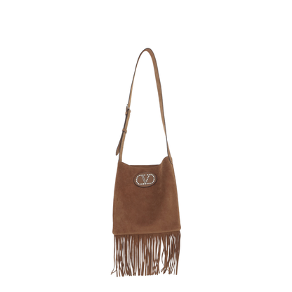 Brown suede crossbody bag