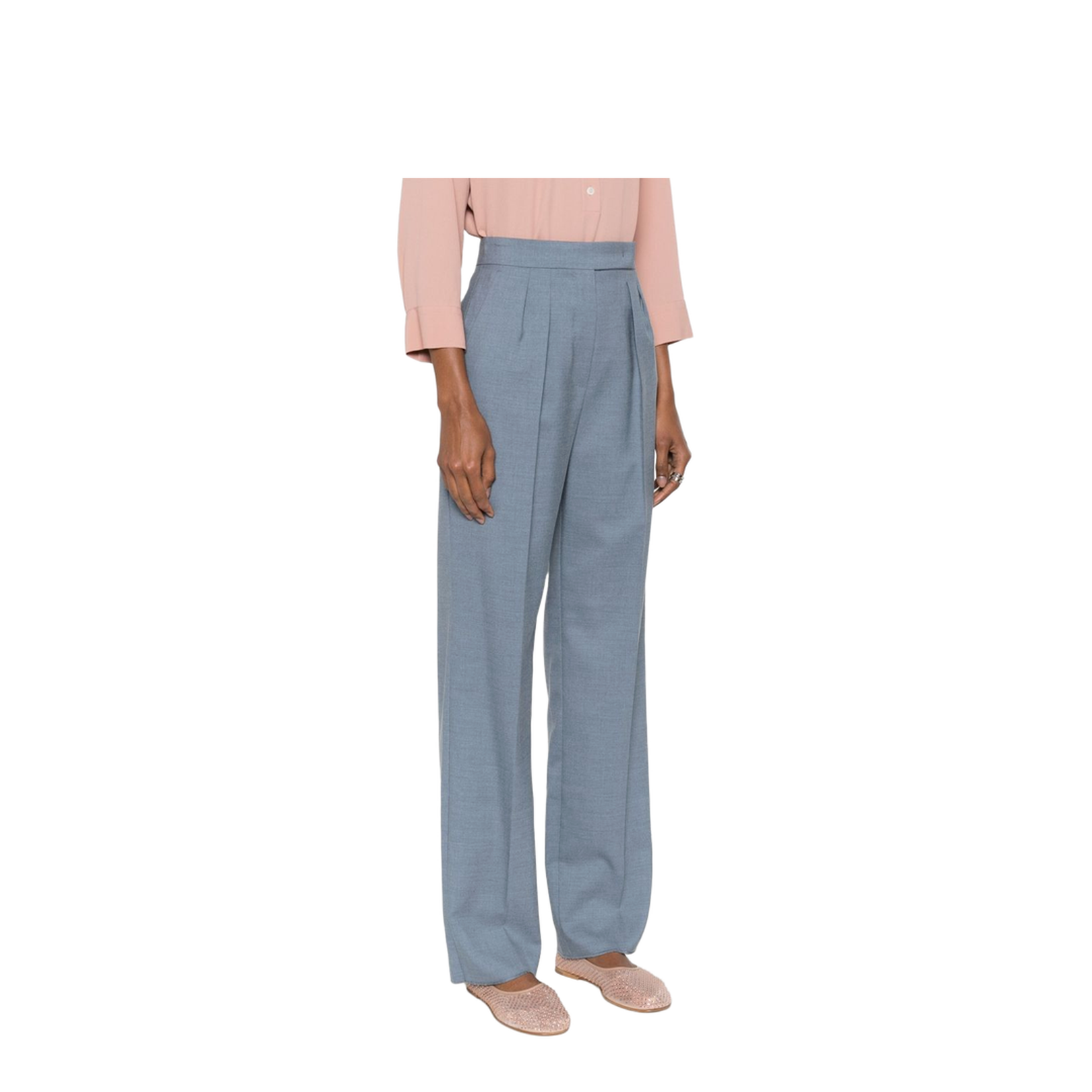 Cobalt Blue Hook and Zip Fly Fastening Trousers