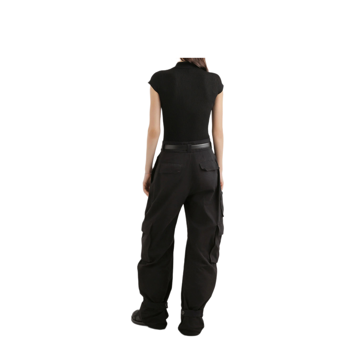 Ribbed Polo-Style Top