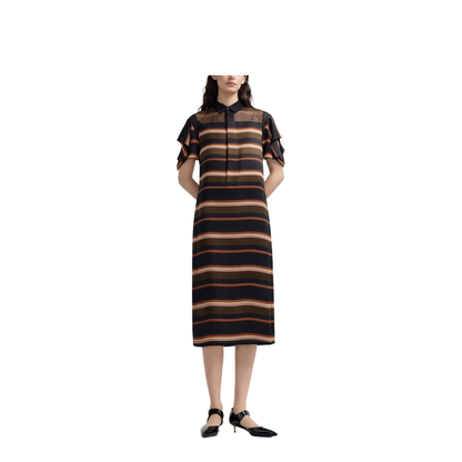 MIDI DRESS WITH HORIZONTAL STRIPE PRINT