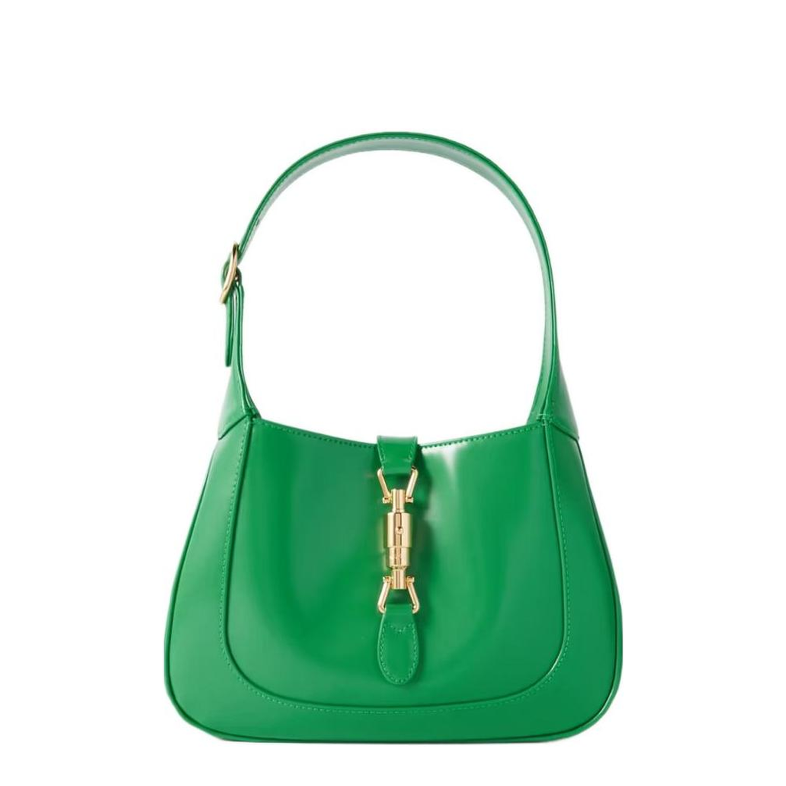 Curved Bag with Gold Buckle Closure
