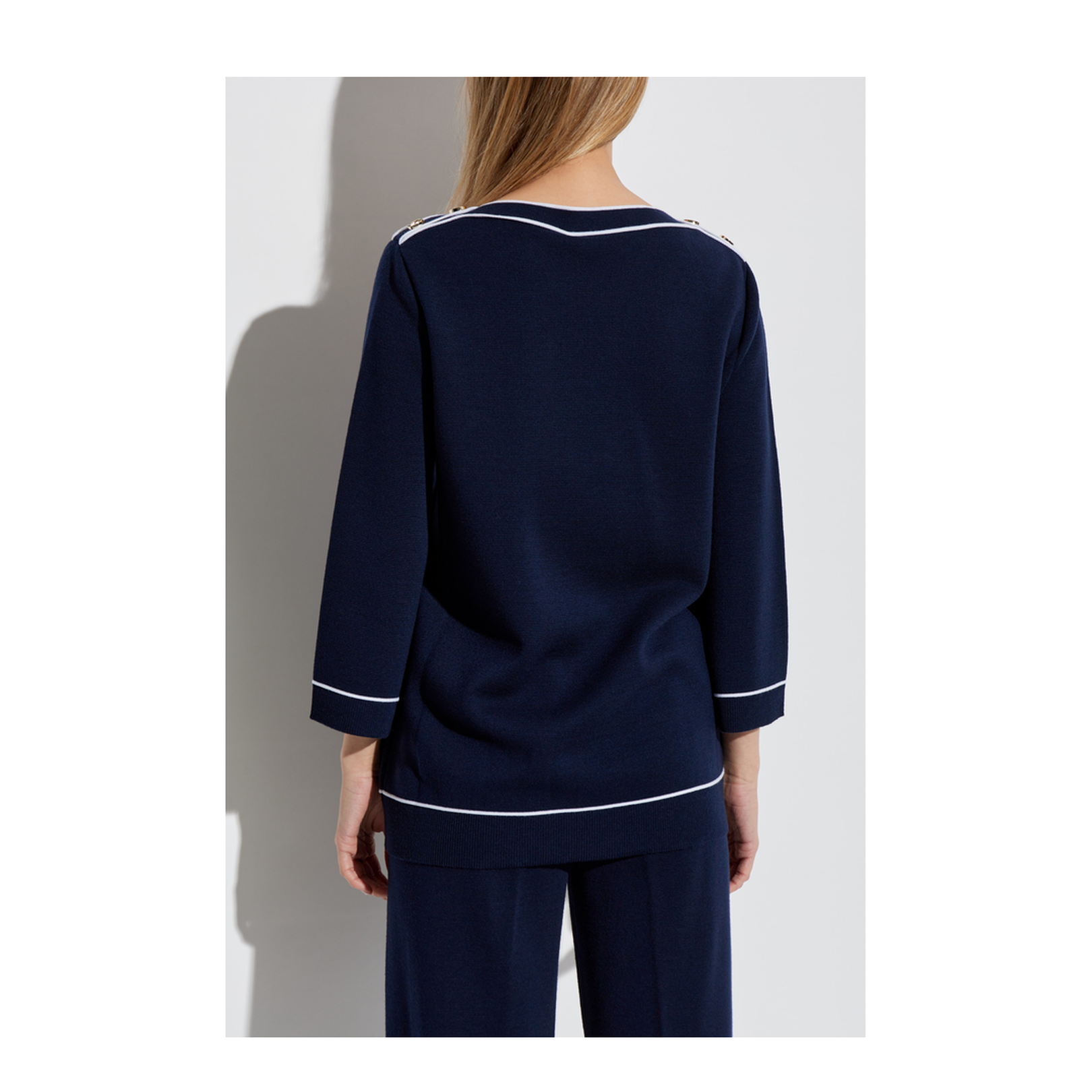 Fine Wool Top in Navy