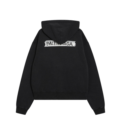 Oversized Masking Tape Zip-Up Sweatshirt