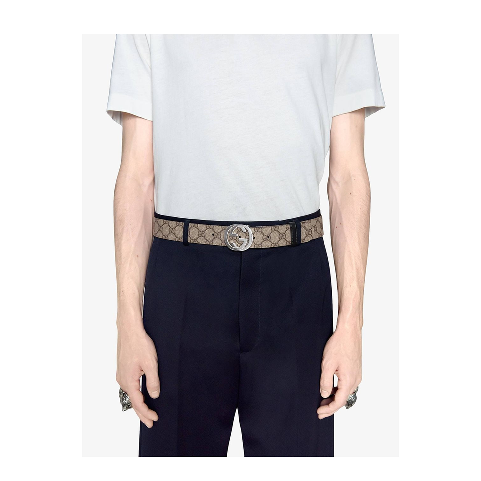 GG Supreme Black Leather Reversible Belt