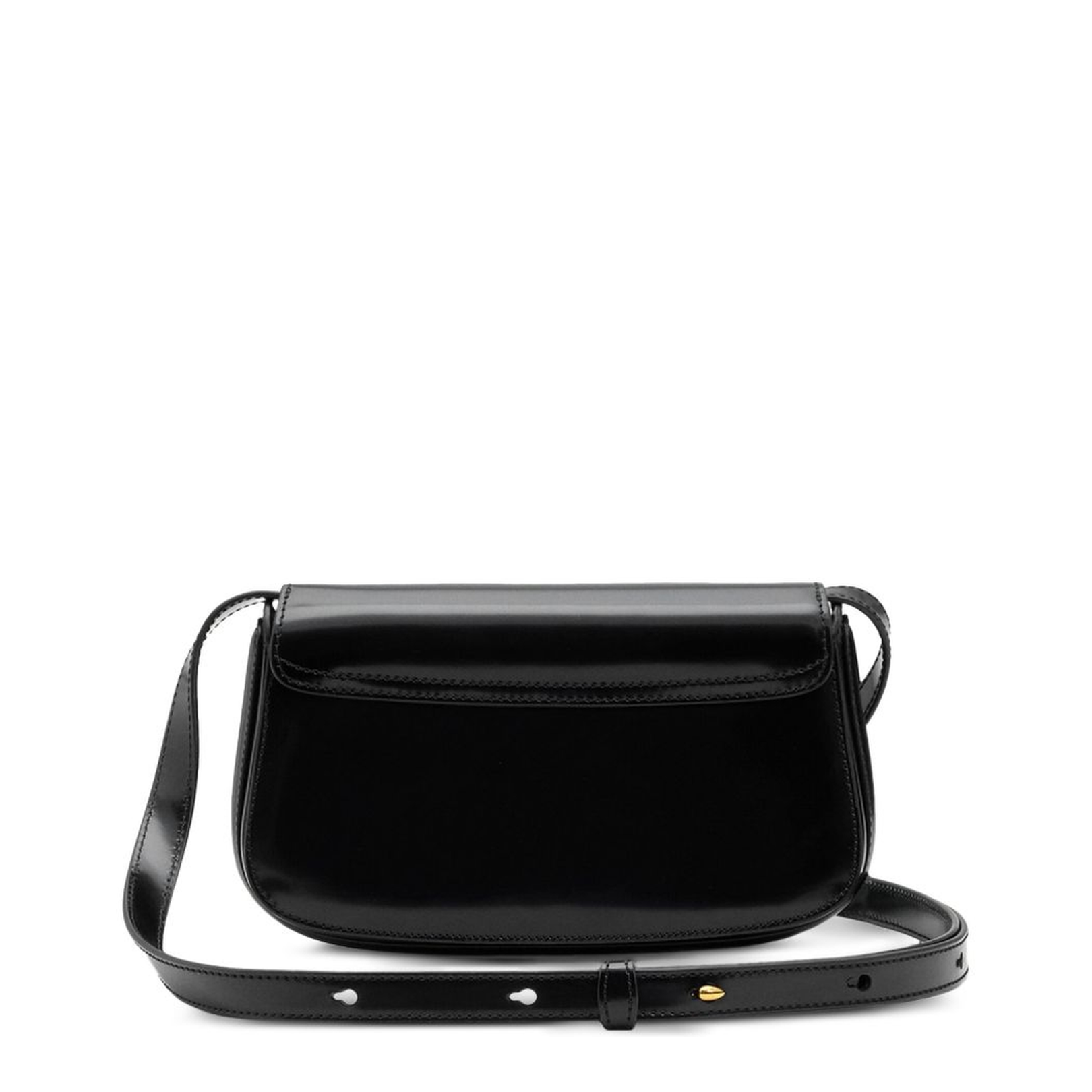 Black Glazed Leather Small Crossbody Bag