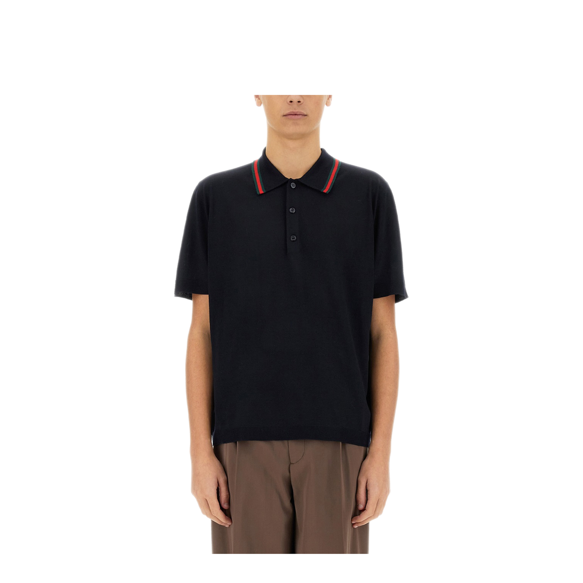 MAYFEYR - Gucci - Knitted Wool Polo Shirt With Web Pattern - 819225XKEJV4060