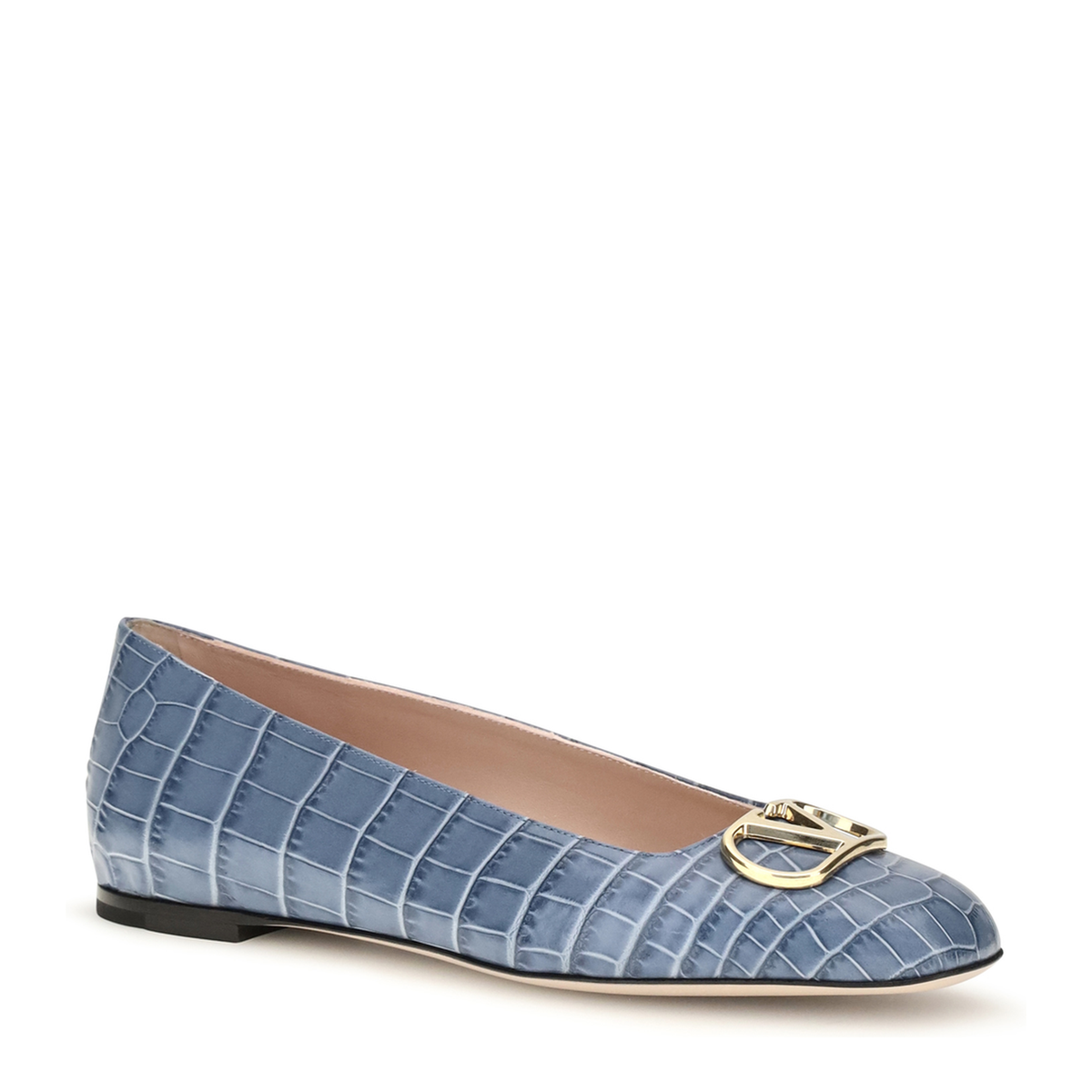 MAYFEYR - Valentino - Vlogo Signature Croc Effect Ballerinas - 9W2S0PI8LUR4MA