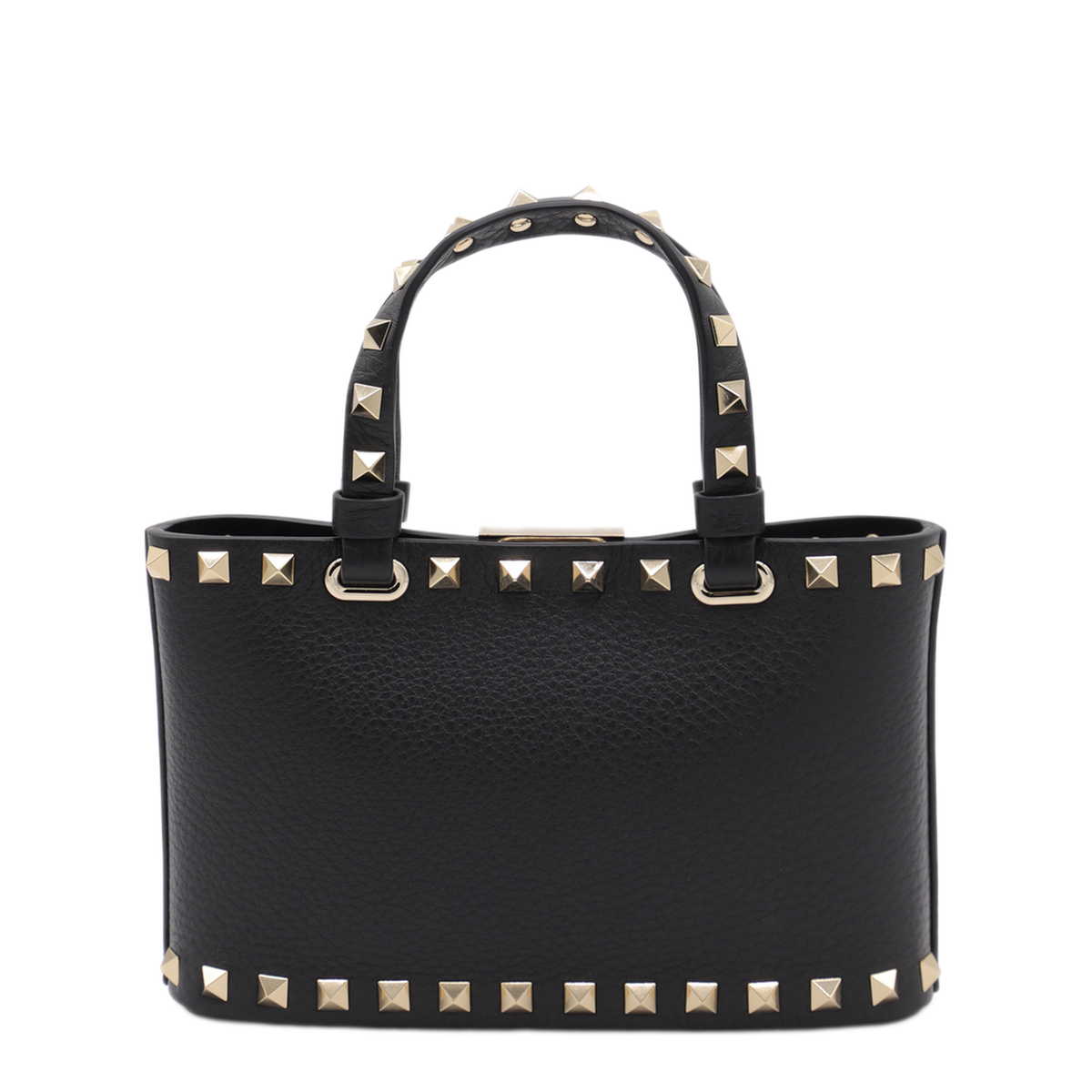 Rockstud Mini Calfskin Shopping Bag - Black